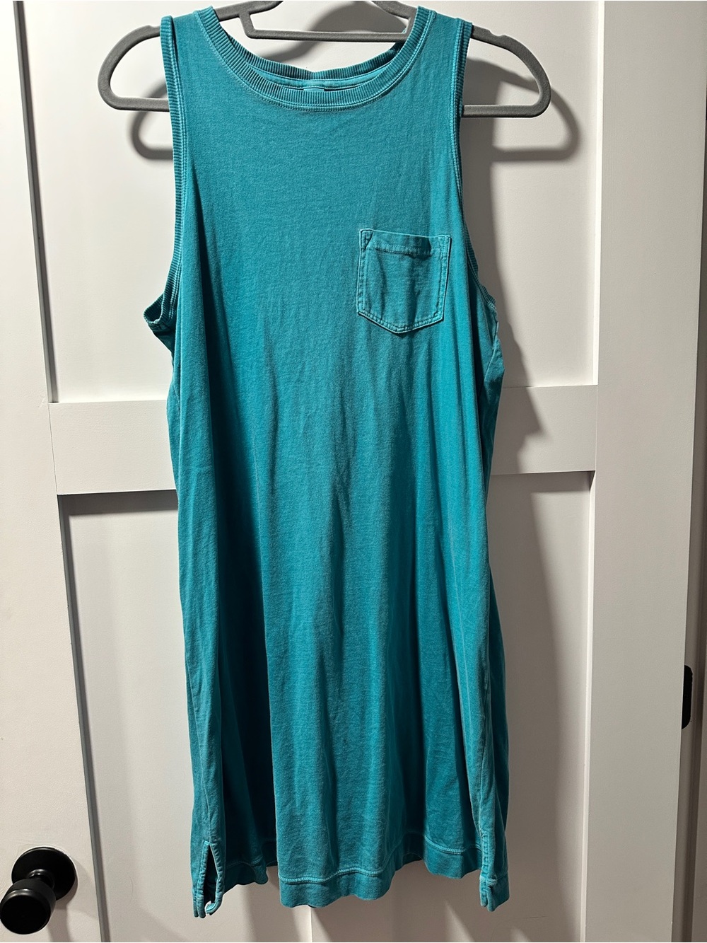 Sleeveless Teal Pocket Tank Top Dres - Women